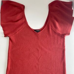 Halogen Flutter Sleeve Ribbed Sweater